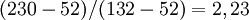 (230-52)/(132-52) = 2,23